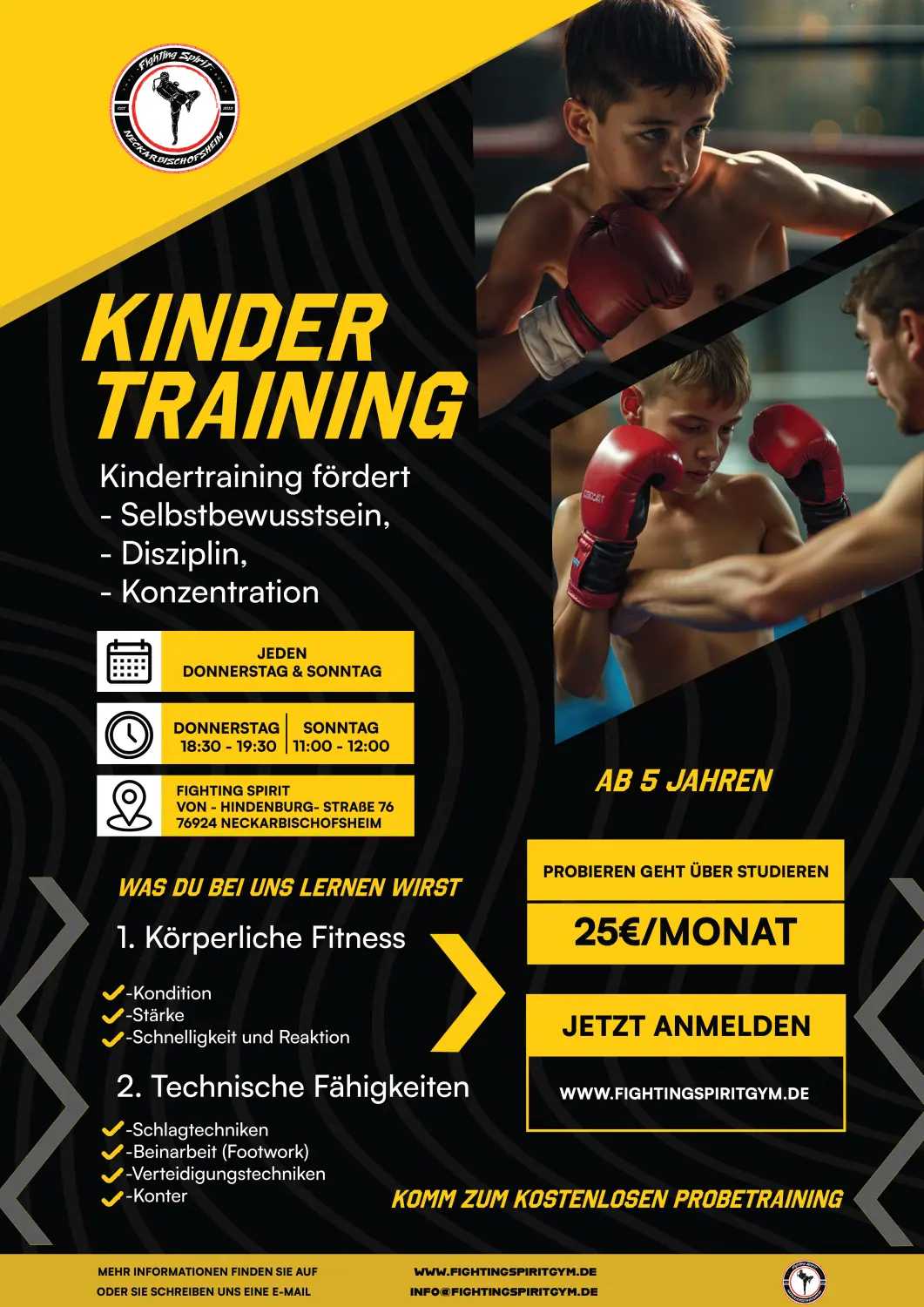 Fighting Spirit Neckarbischofsheim, Kinder Kickboxen Poster